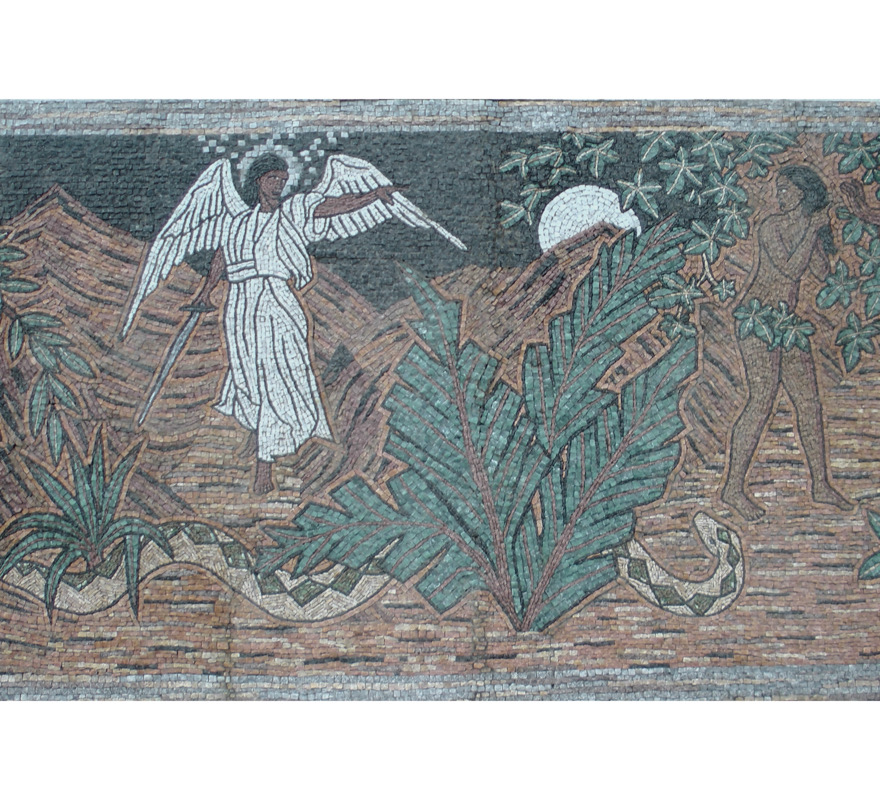 Angel of expulsion, mosaic detail
