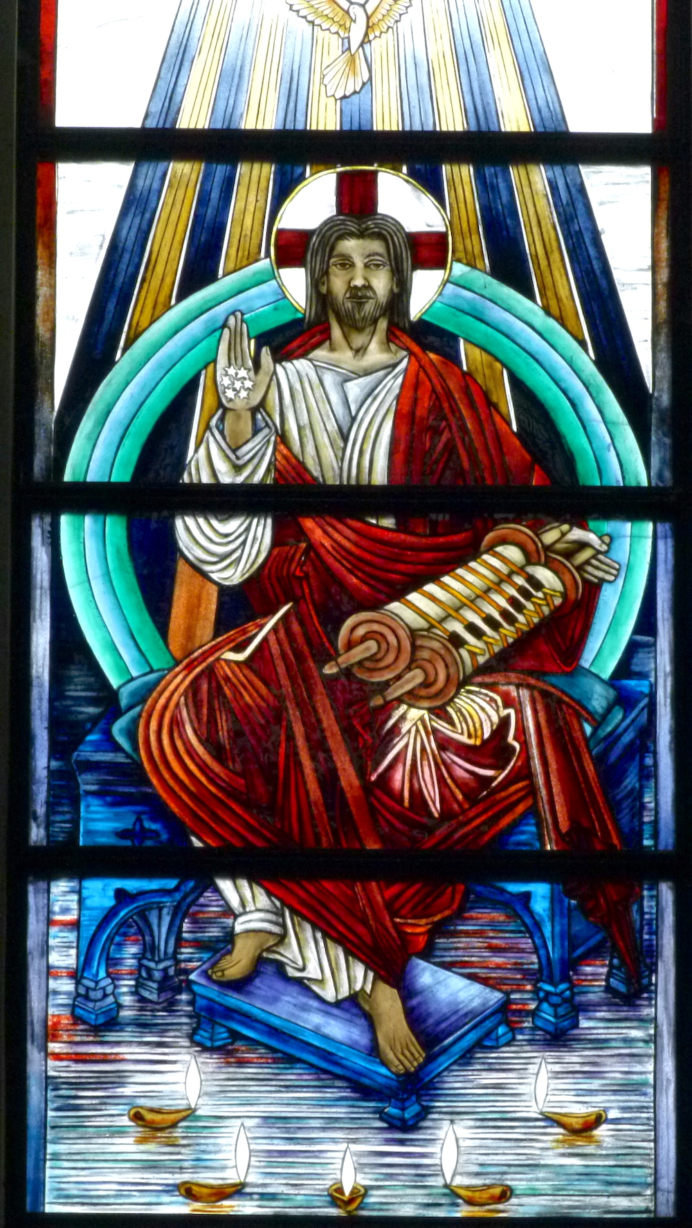 Enthroned Christ window, throne detail