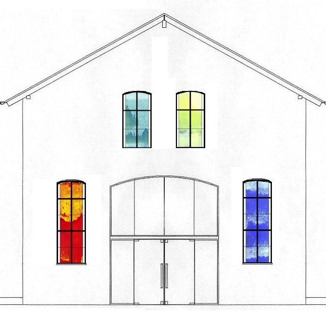 Mono-print design for the Elements windows — Domaine Mechtildshausen