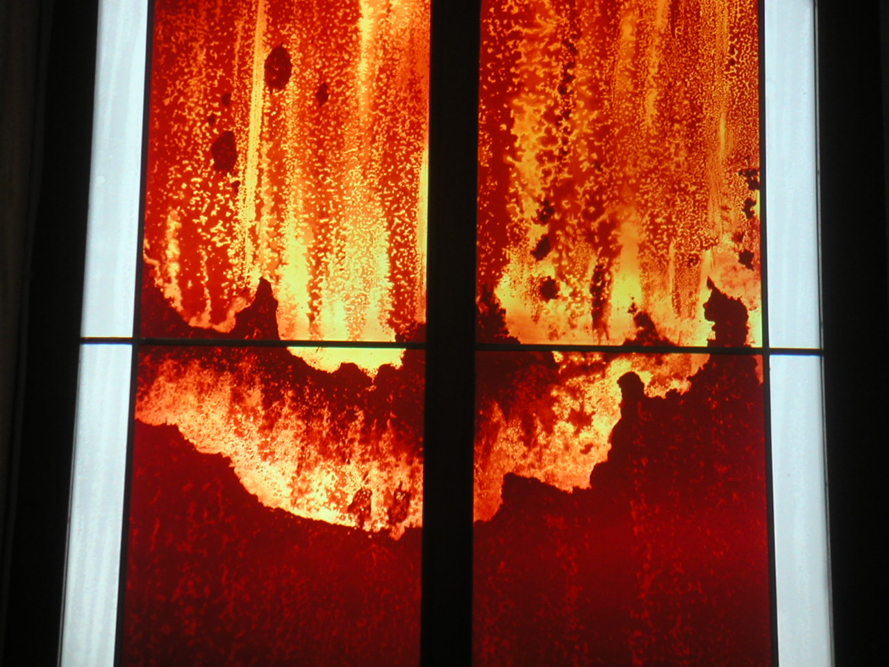 Fire — deep red acid-etched flashed glass