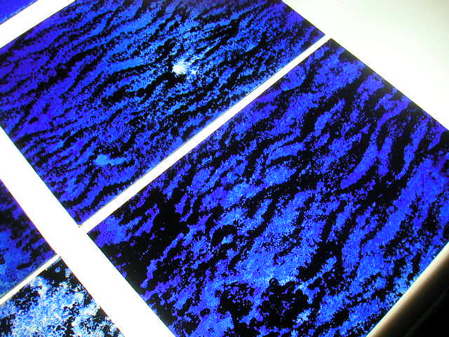 Fire window — detail of vertical striations