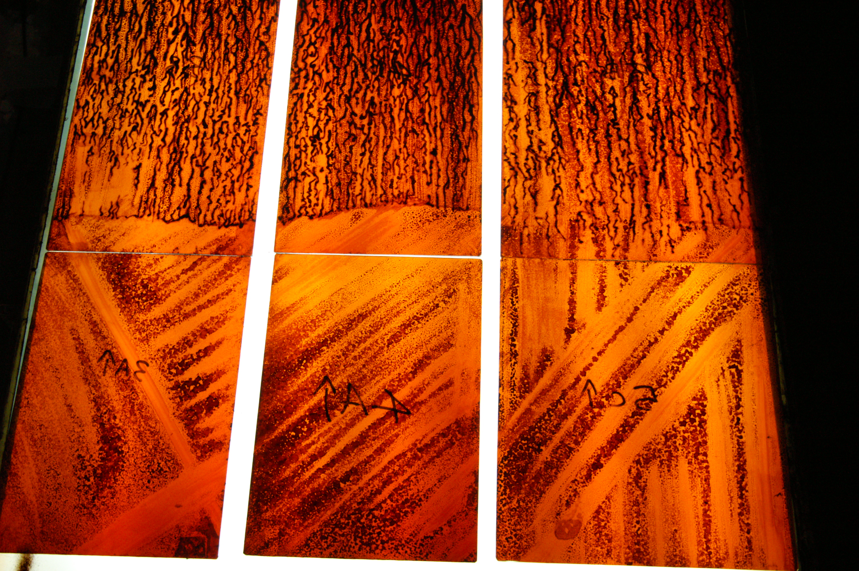 Water window — detail of cloudlike etched forms