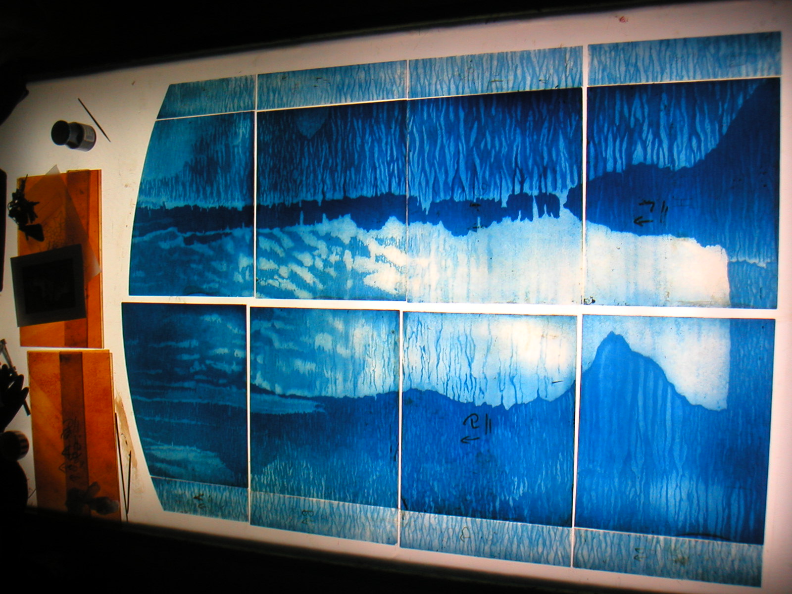 Fire window photographed from outside at night