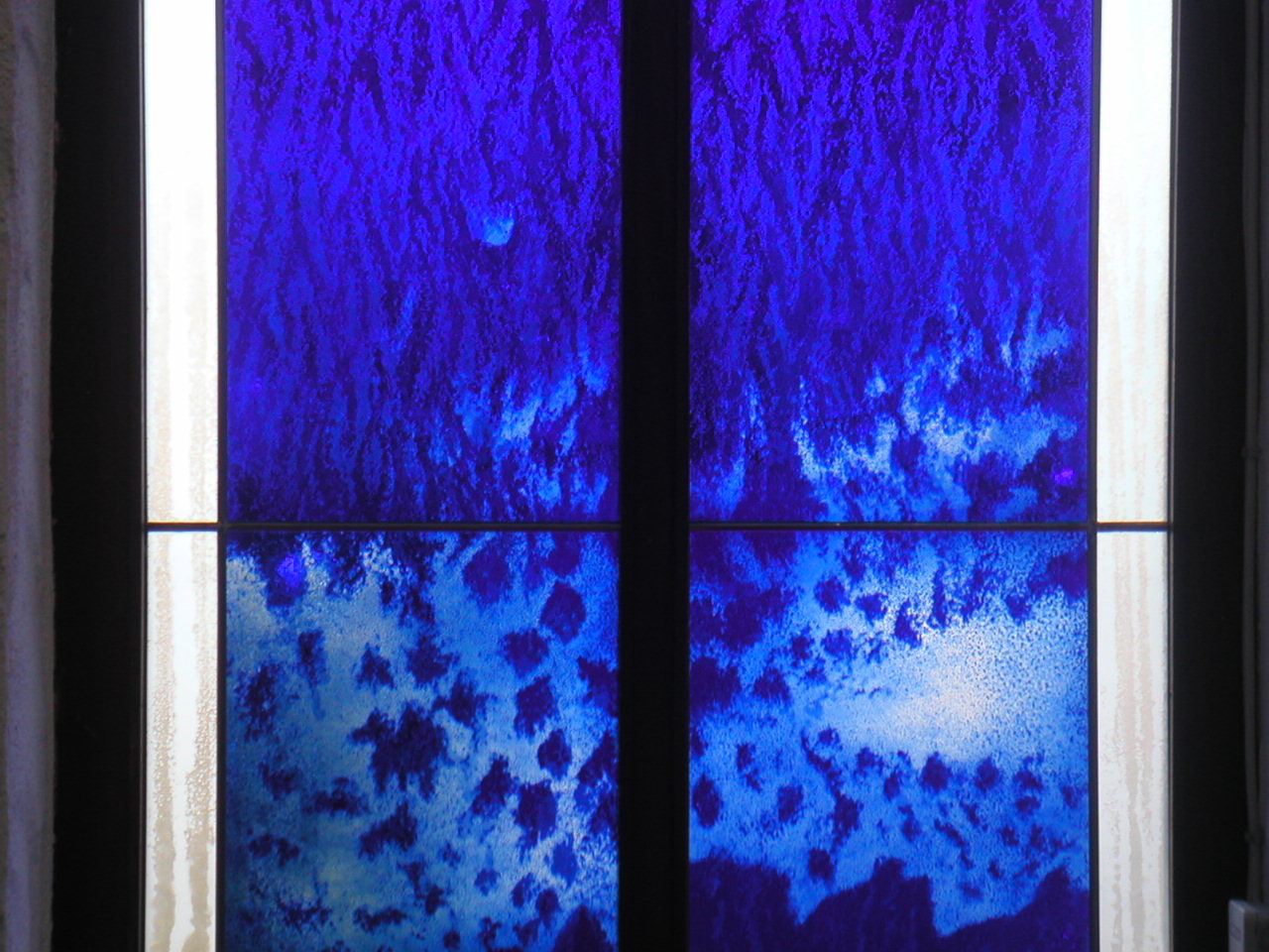 Water — deep cobalt blue acid-etched flashed glass