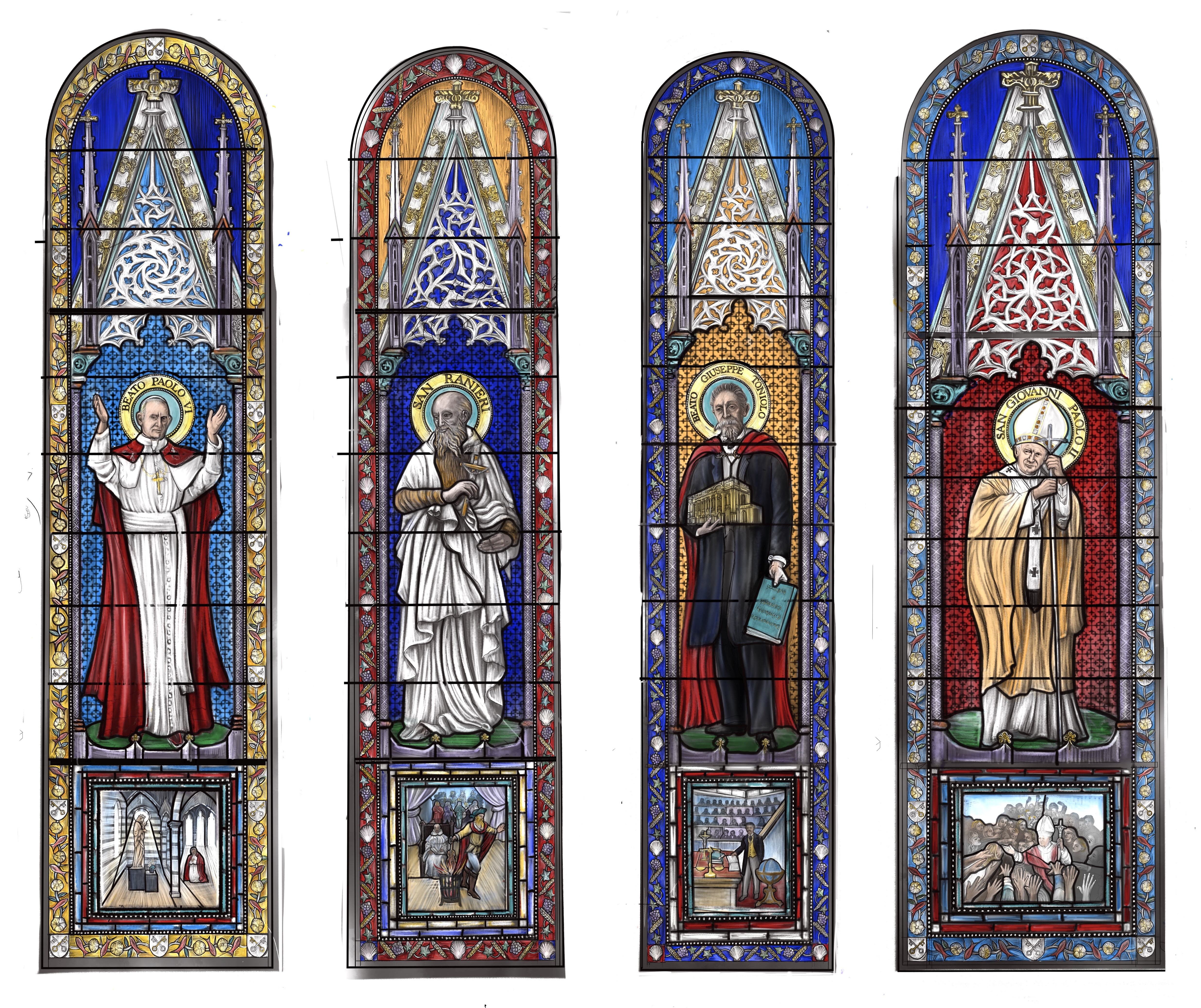 The four competition designs — Baptistry of Pisa