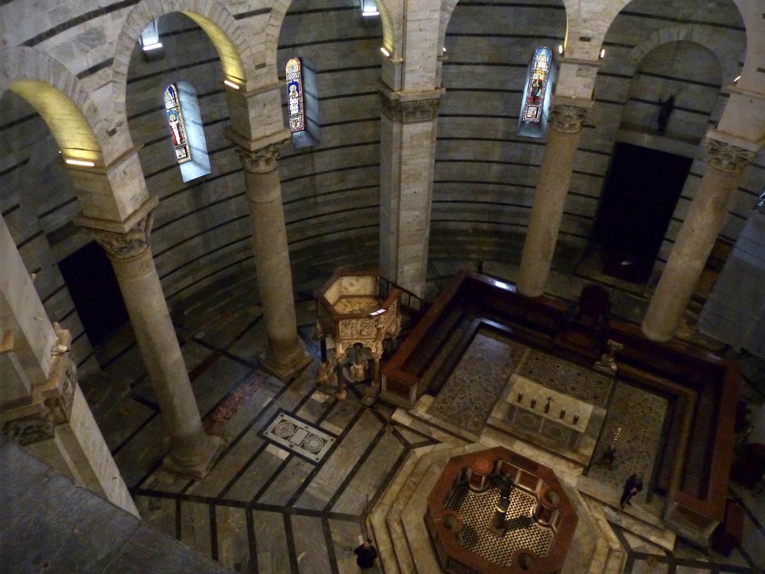 Baptistry of Pisa — interior showing the existing Neo-Gothic windows